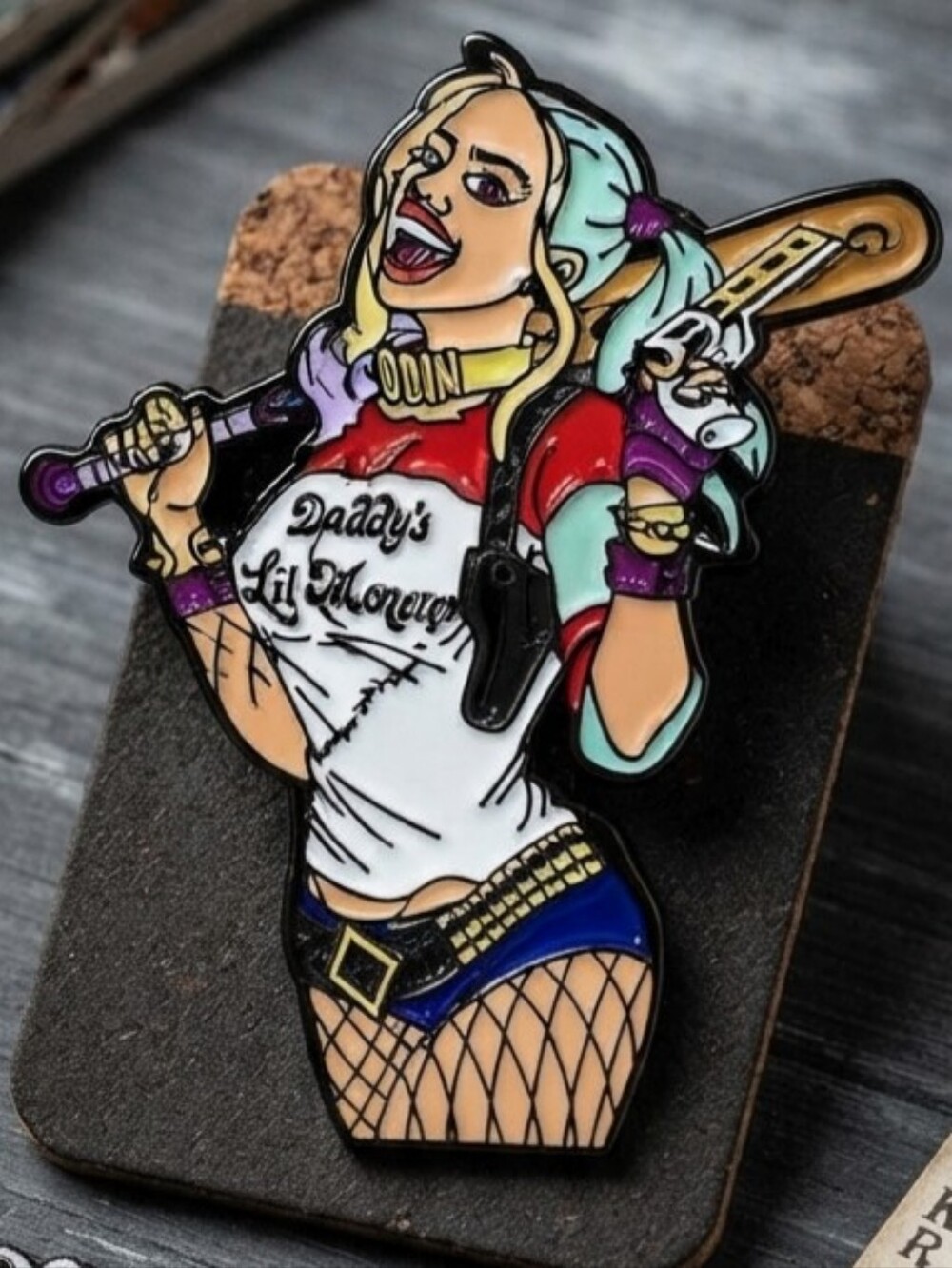 Harley Quinn Suicide Squad Enamel Pin: Laughing Variant Baseball Bat Collectible